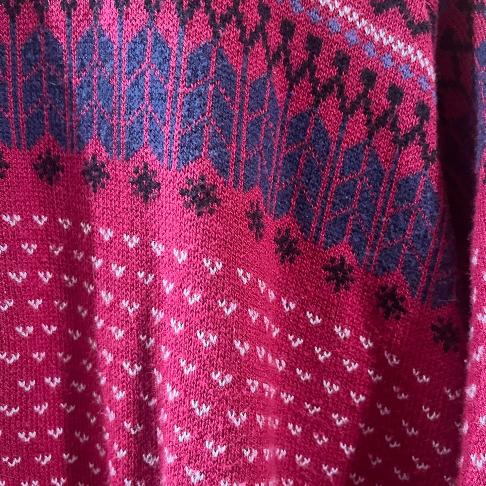EDDIE BAUER Sweater Mens XL Nordic Southwestern Cotton Blend Raglan Sleeve Red - Picture 3 of 7